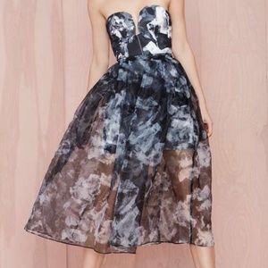 Shakuhachi Bustier Midi Dress w sheer Skirt